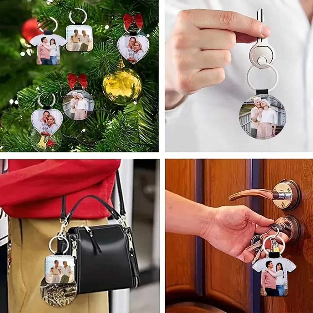 سلاسل المفاتيح الجلدية المخصصة بأشكال مختلفة كما المعلقات الرئيسية مع صور مخصصة إرسال هدية عائلية لصديق بالجملة