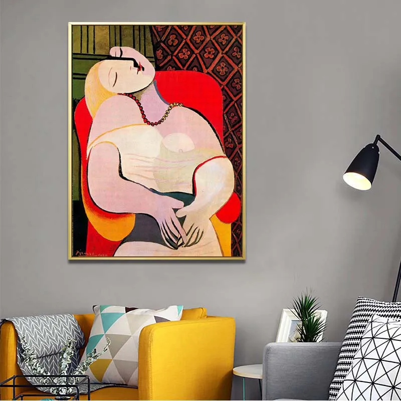 Handmade famous painting reproduction A dream by Pablo Picasso Abstract figure painting on linen canvas Modern home decoration