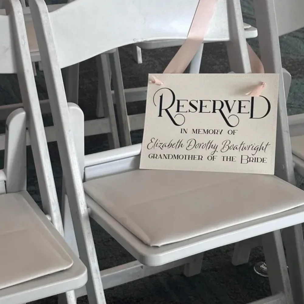 Personalized Memorial Wedding Chair Banner with 