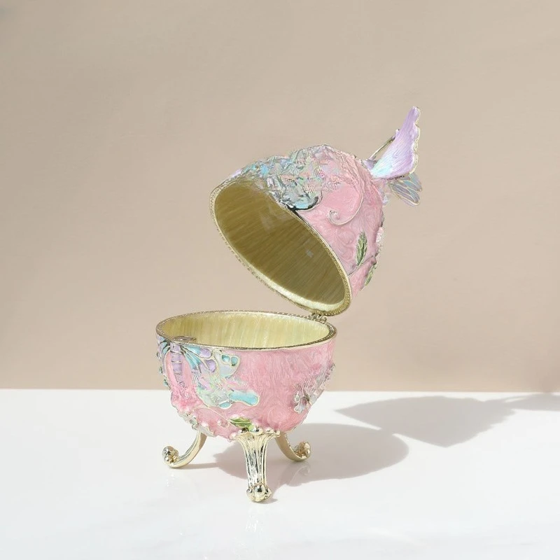 Butterfly earring box enamel jewelry box Russian butterfly easter egg egg home European ornament