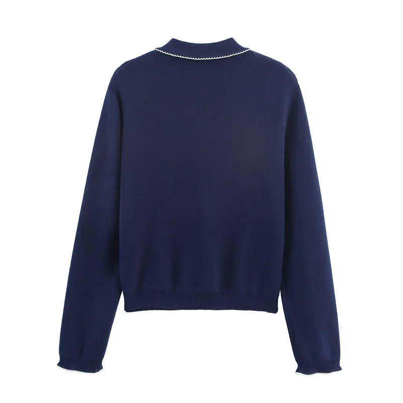 초가을 대학 스타일 니트 롱 스웨터 코트 여성 패션 쉬폰 장식 오픈 가디건