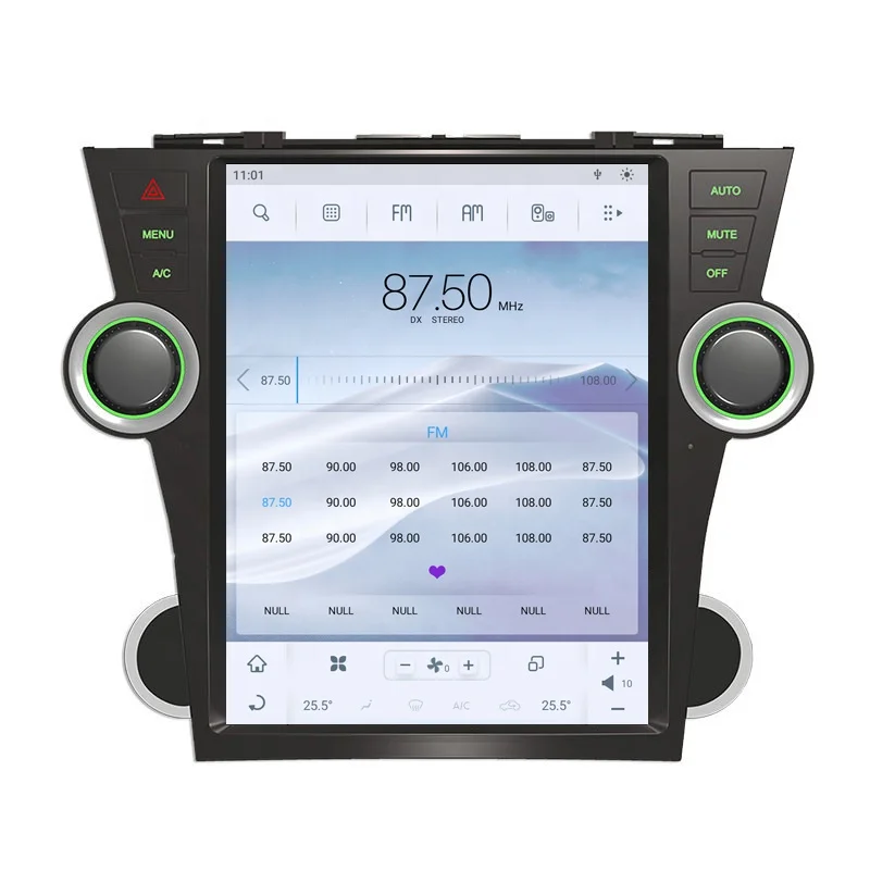 راديو سيارة 12.1 بوصة يعمل بنظام أندرويد 11 لسيارة تويوتا هايلاندر 2007-2012 نظام ملاحة GPS مع Carplay Dsp 4G Google Play