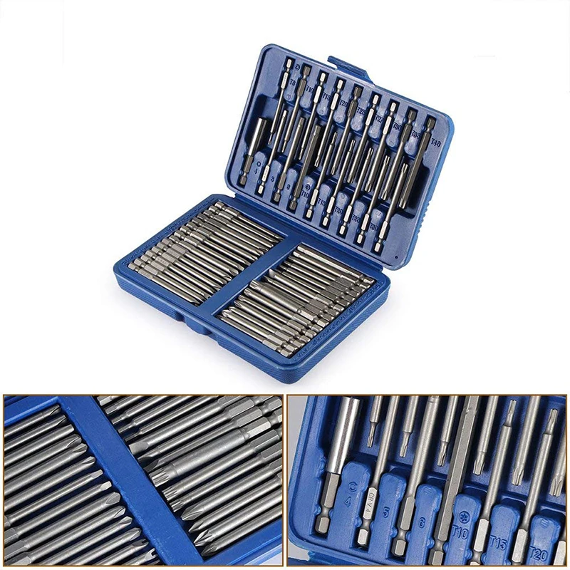 50pc 75mm Extra Long Screwdriver Bit Set Security Head Screwdriver Bits Kit Torx Star Hex Spline Bit Set