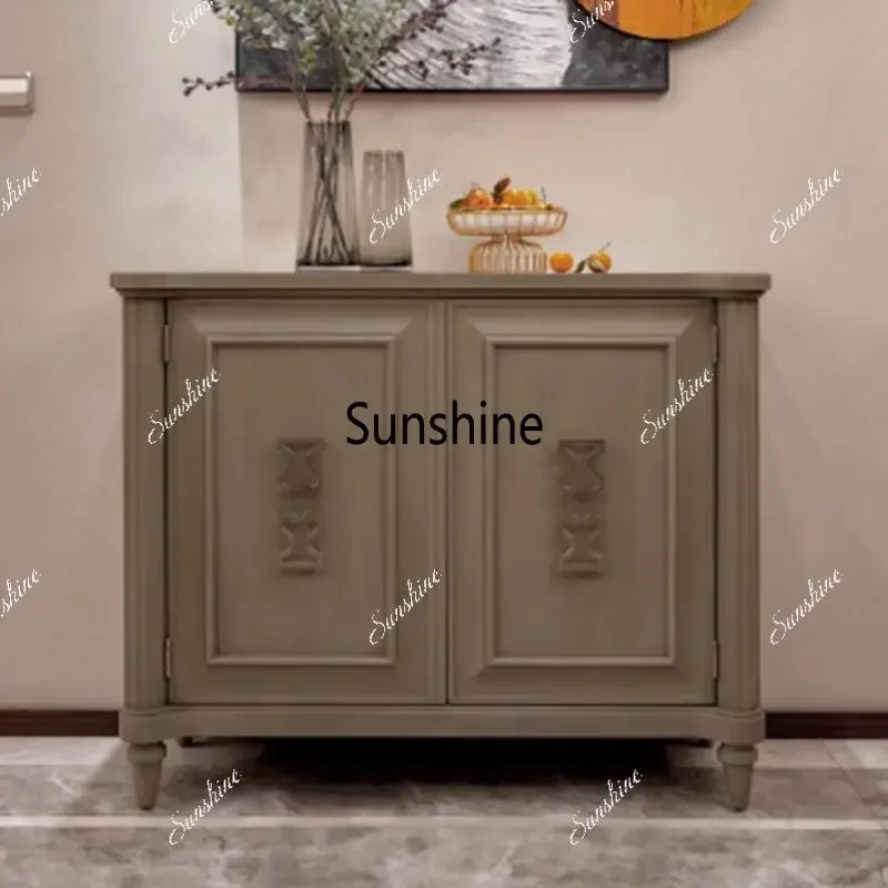 American light luxury solid wood dining side cabinet living room old decorative cabinet