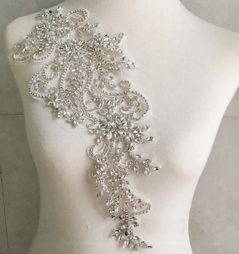 Beaded Rhinestone Flowers DIY Decor for Wedding Gowns Dresses Cheongsam Fur Performance Dance Costumes Luxury and Charming