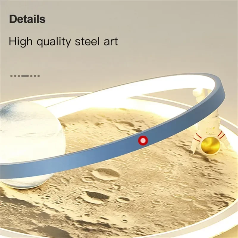 غرفة الأطفال ضوء السقف الدائري القمر رائد الفضاء ضوء الكرتون حماية العين الأطفال الطفل LED ضوء غرفة الديكور