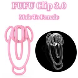 BDSM Panty Chastity with The Fufu Clip Sissy Male Mimic Female Pussy Chastity Cage Plastic Trainingsclip Cock Cage Adult Sex Toy