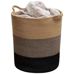 Woven Basket Large Cotton Laundry Basket Toy Dirty Clothes  Weaving  Home Organization And Storage With Handle Large Conpacity