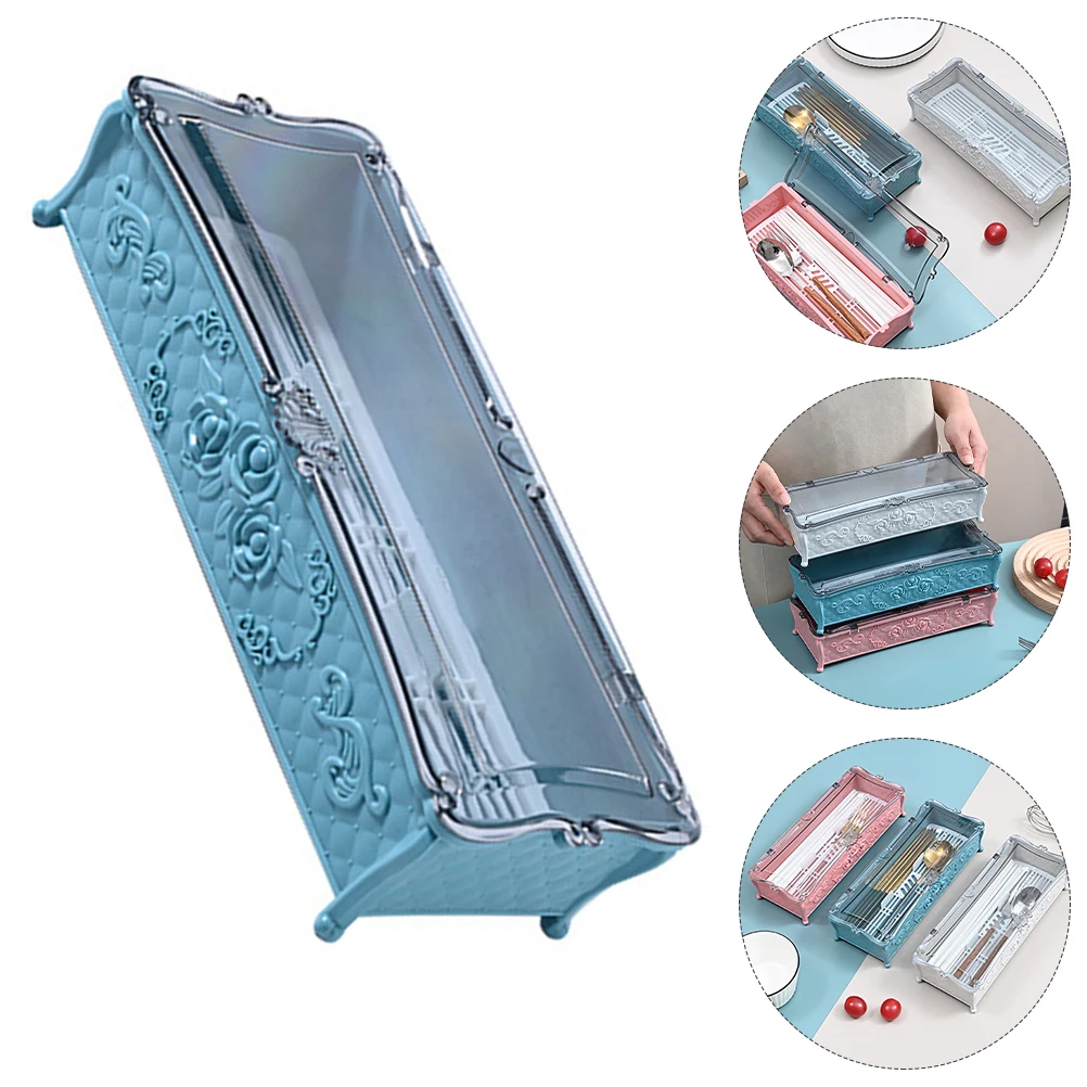 

Cutlery Storage Box Transparent Plastic Draining Design For Kitchen Tableware Organizer Home Hotel Party Office Use