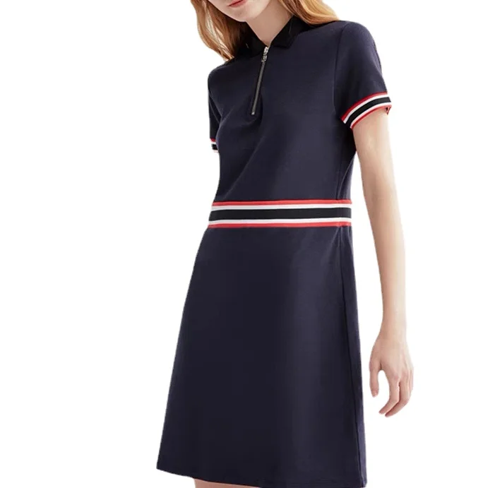 

Double Knitted Dress, Polo Collar, Golf, Leisure, Sports, Summer, 2022