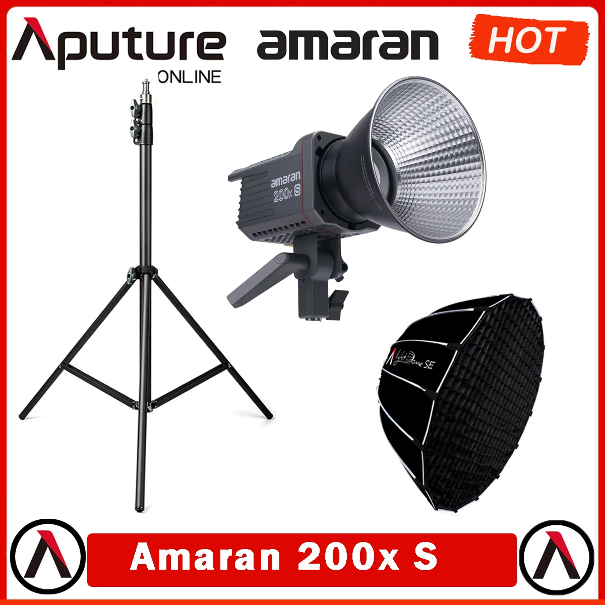 Amaran 200X S Bi-Color 2700-6500K 200W LED Video Light App Control DC/AC Power Supply for Camera Video Interview by Aputure