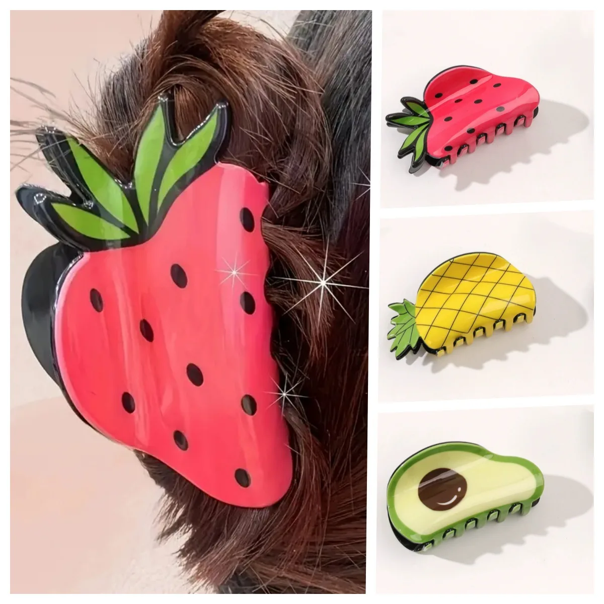 

Fashion Fresh Geometry Fruit Hair Claws Combination For Women Girls Party Hair Accessories
