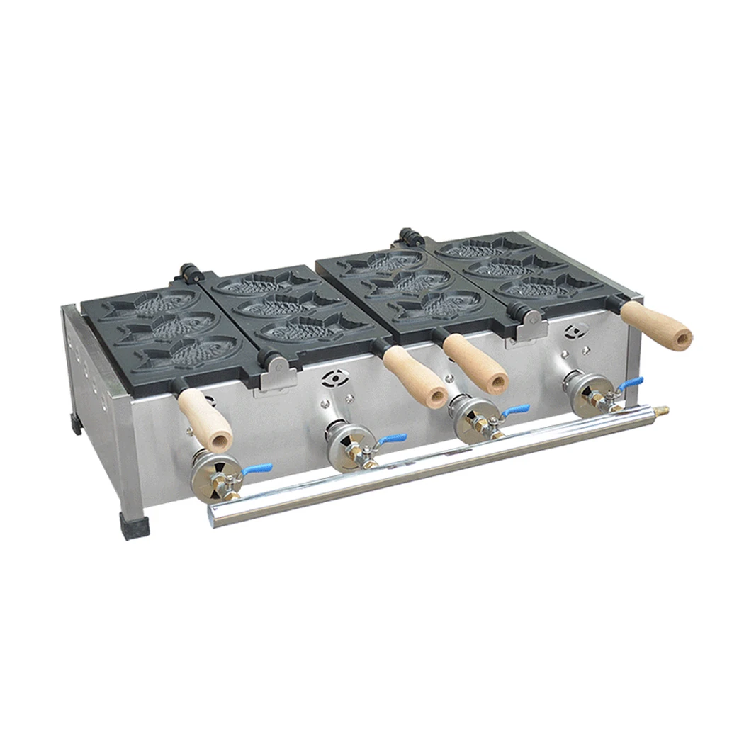 صانع تاياكي من نوع الغاز 6 قطع/آلة وافل السمك/شواية كعكة السمك