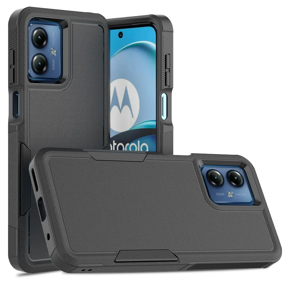 Heavy Duty Rugged Armor Shockproof Phone Case For Motorola Moto G14 G54 G84 Soft TPU Frame Hard Plastic Protective Back Cover