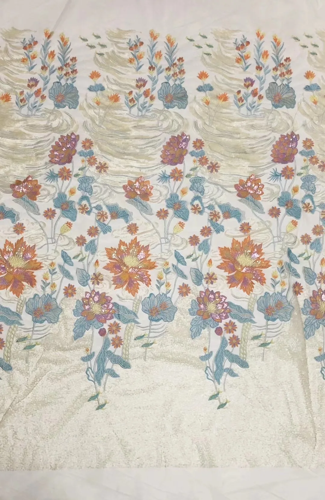 

2025 Latest High Quality Delicate Soft Embroiderd Sequins Tulle Lace Fabric for Wedding Evening Dress HHX6161