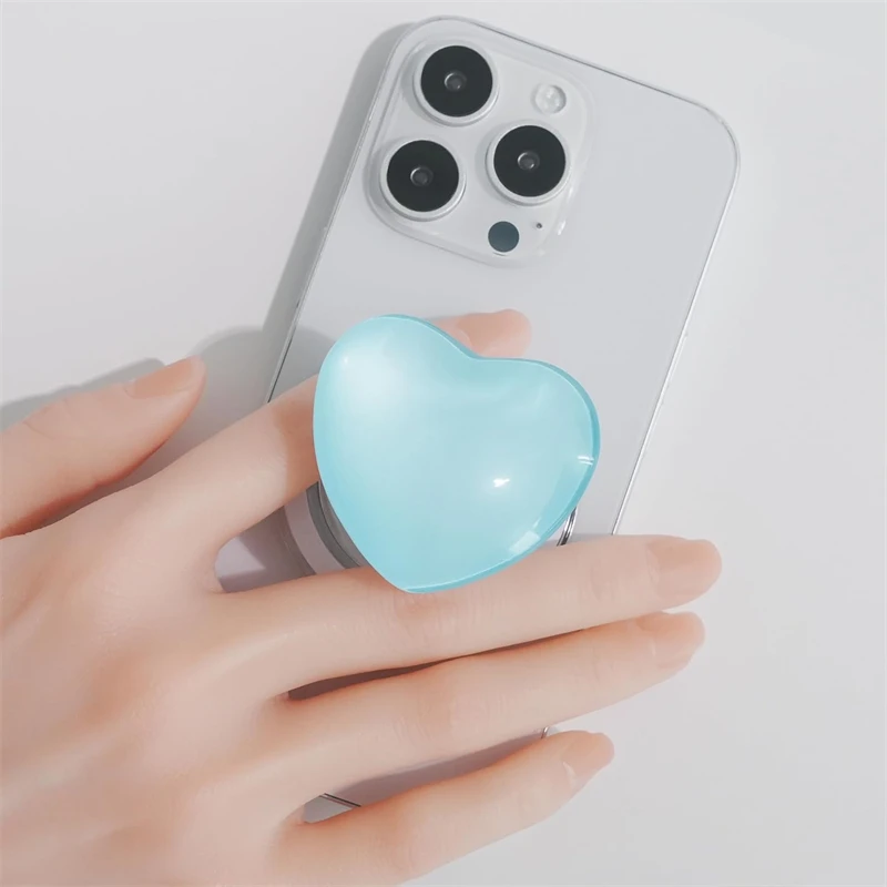 Cute Glass Heart Design Magnetic Phone Grip Holder Socket Pocket Support for Magsafe IPhone Mac Safe Ring Finger Expanding Stand