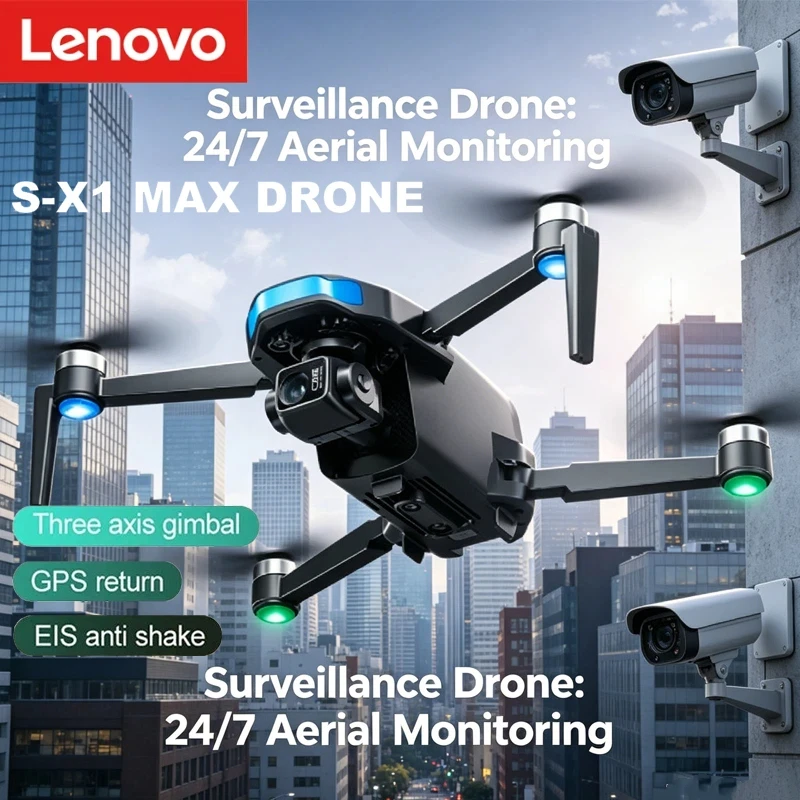 레노버 S-X1 GPS 드론 4K HD 카메라, 3축 짐벌, 브러시리스 모터, 접이식 FPV 쿼드콥터, 전문 항공 촬영