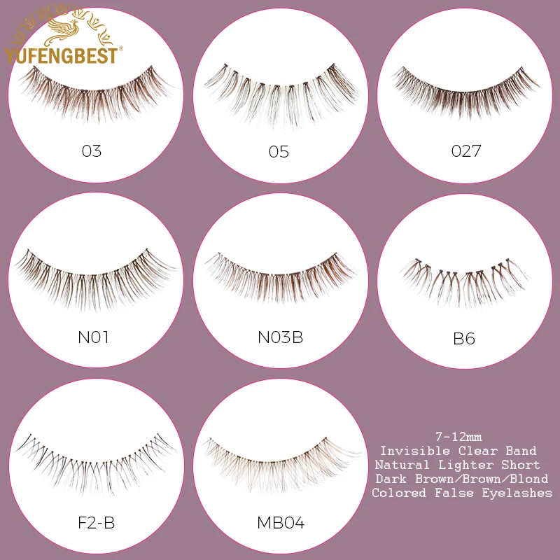 

YUFENGBEST 6 Pairs Wispy Remy Hair Brown Mink Lashes Maquillage Luxe Wispy Lash Cluster Faux Cils Court Naturel Blond Makeup Kit