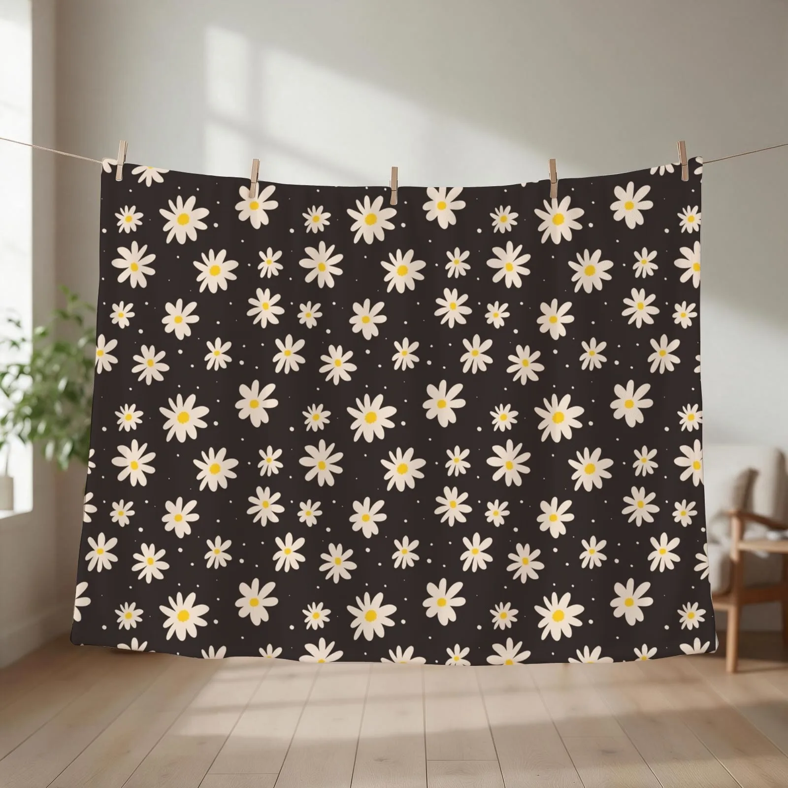 Daisy Grunge Throw Blanket couch cozy soft plush fuzzy picnic outdoor blanket