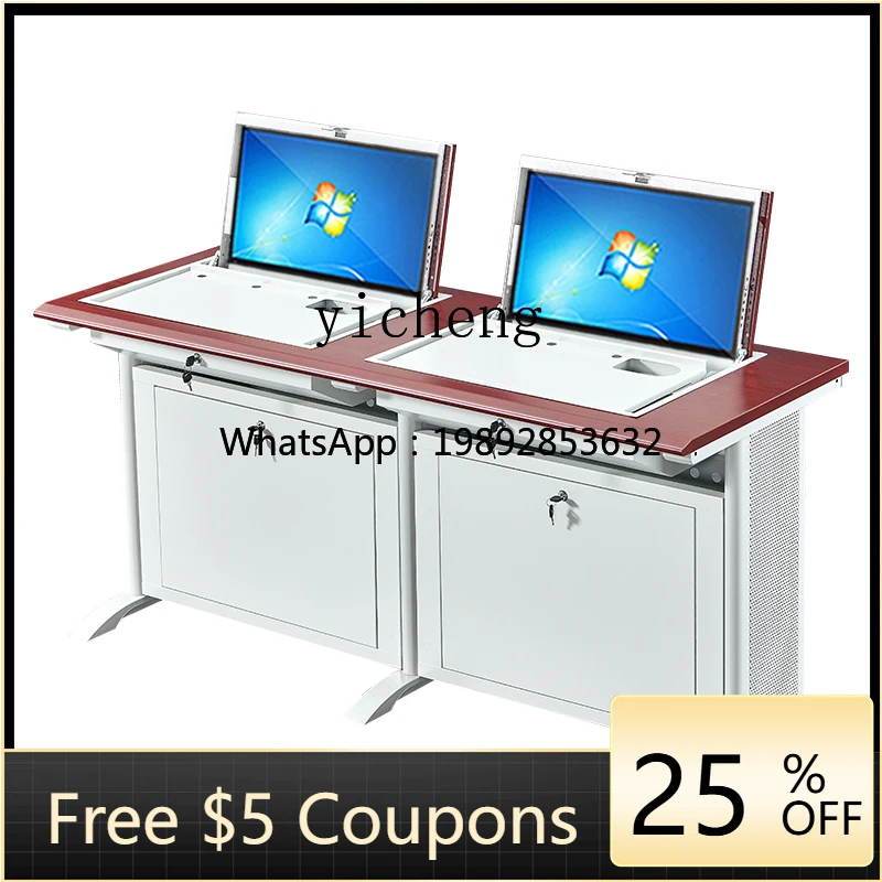 

BB Embedded flip computer desk Hidden table Army school Electricity classroom Machine room Student desk