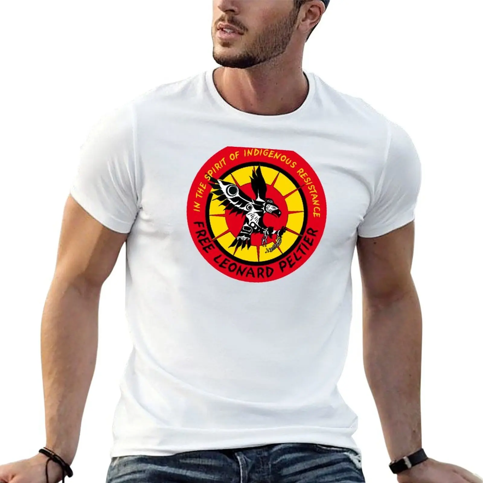Free Leonard Peltier T-Shirt man t shirts for men casual man t shirt cotton high quality t shirts for man cotton funny T-shirt