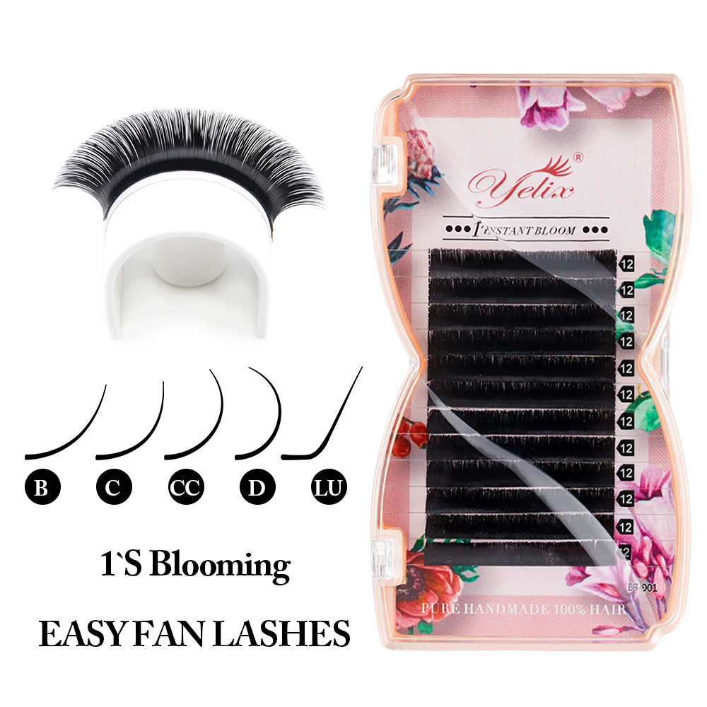 Yelix Camellia Easy Fan Lashes Automatic Flowering Volume Eyelashes Lightweight Individual Lash Premium Faux Cils Makeup Tools