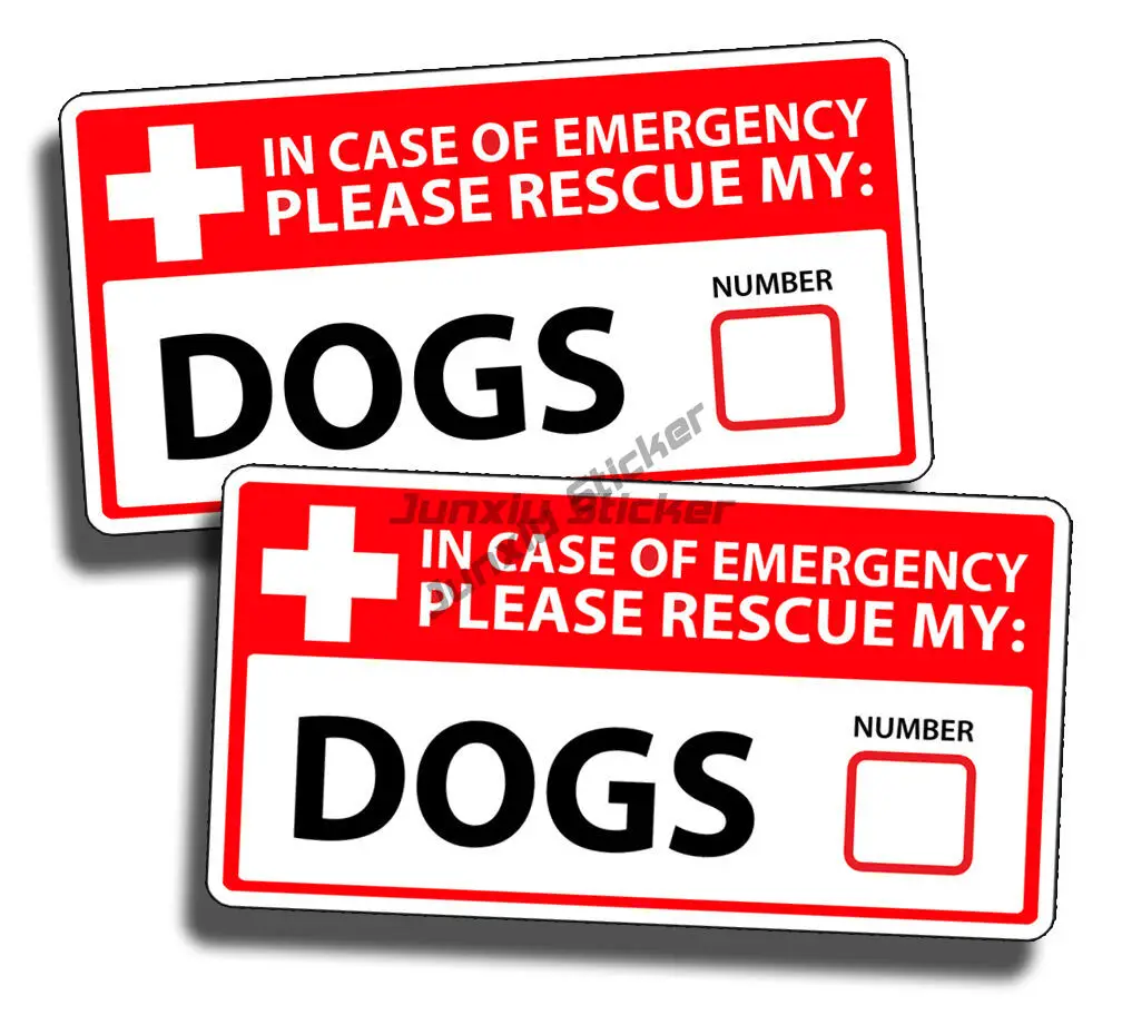 2 X emergency rescue stickers for dogs and pets, first responder fire safety 911 stickers-