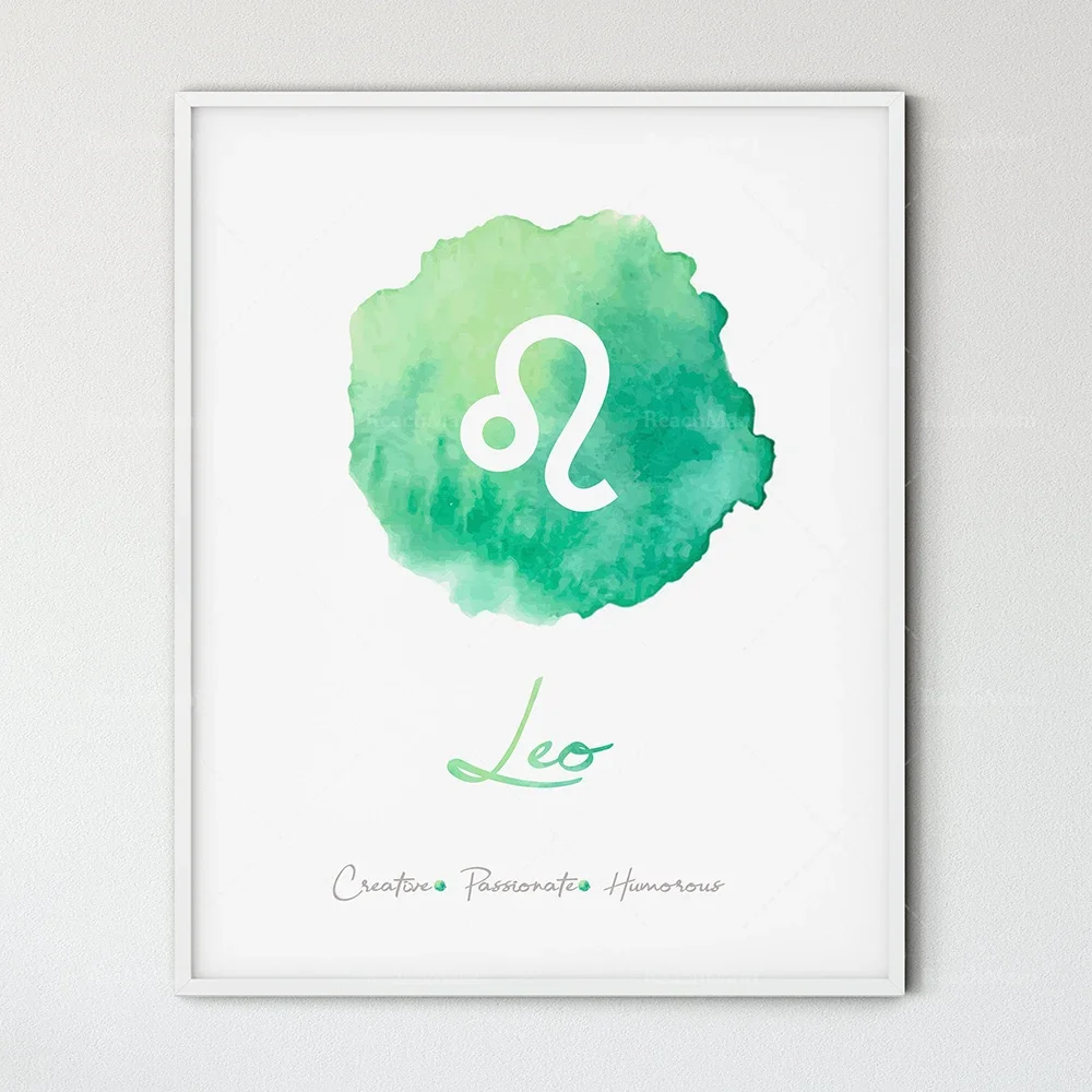 Leo astrology watercolor illustration, horoscope art, zodiac print, Leo gift, home decor poster