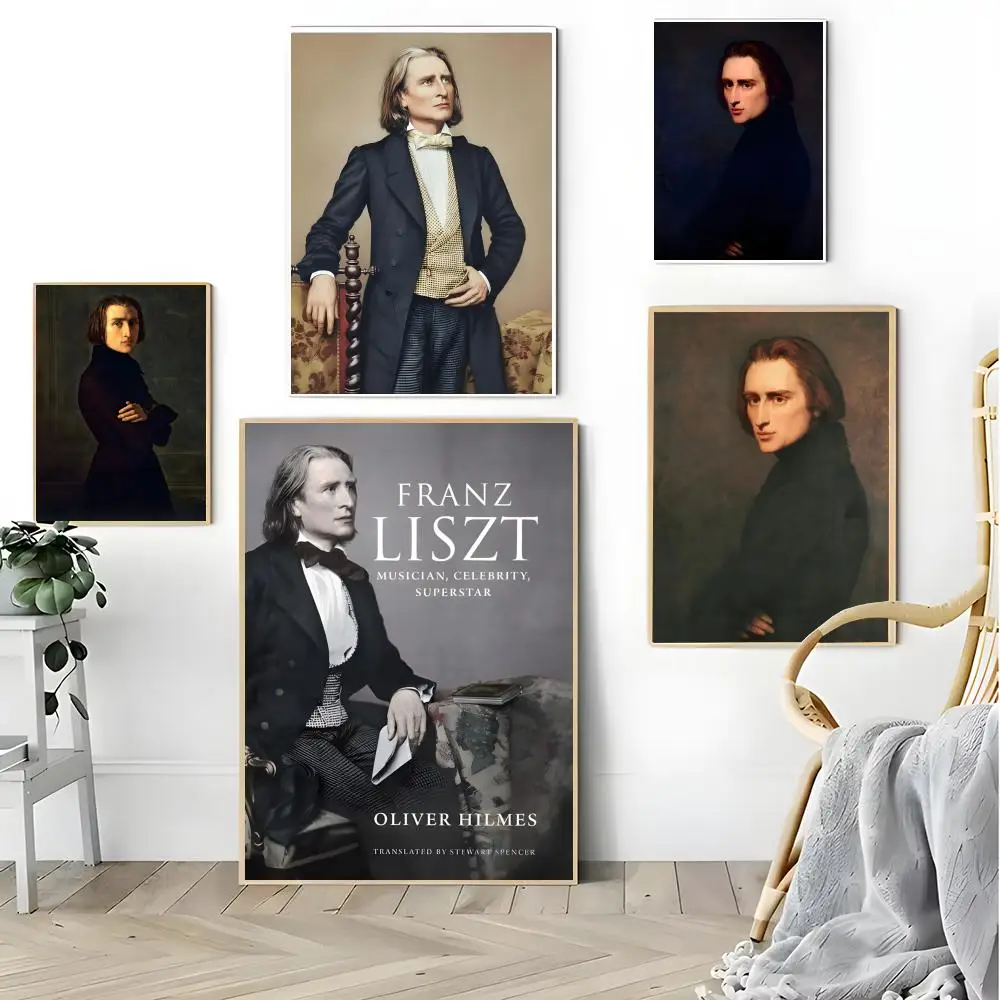 Virtuoso Composer Franz Liszt Poster Self-adhesive Art Waterproof Coffee House Bar Room Wall Decor