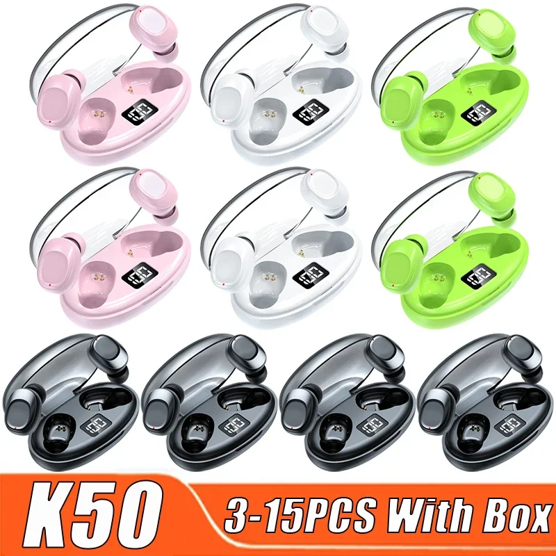 K50 Headphones Bluetooth Earphones Wireless Headset HiFi Earbuds Mini Gaming Microphones Stereo Display Bluetooth Watch Phone