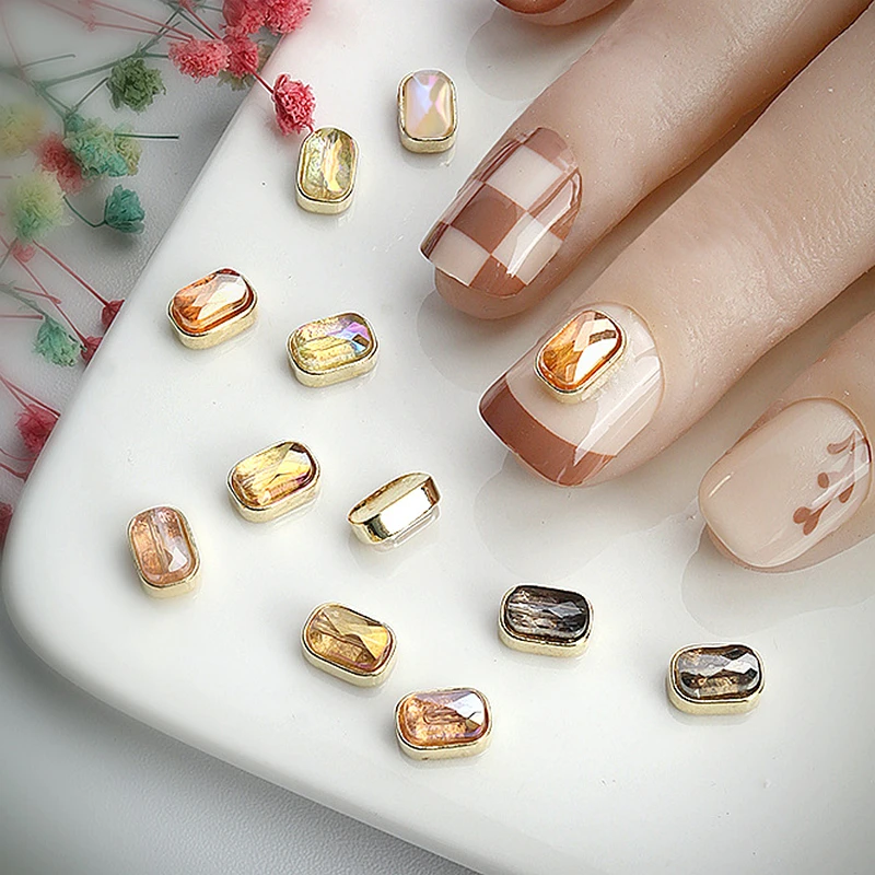 

10PCS Maillard Polar Rectangular Nail Art Decoration Rhinestones Accessories Alloy Parts For Manicure Nails Material Supplies
