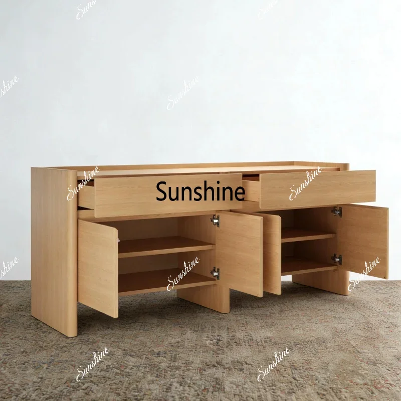 Wabi Sandy Wind Solid Wood Locker Small Apartment Living Room Bucket Cabinet Bedroom Bedside CabinetTJ