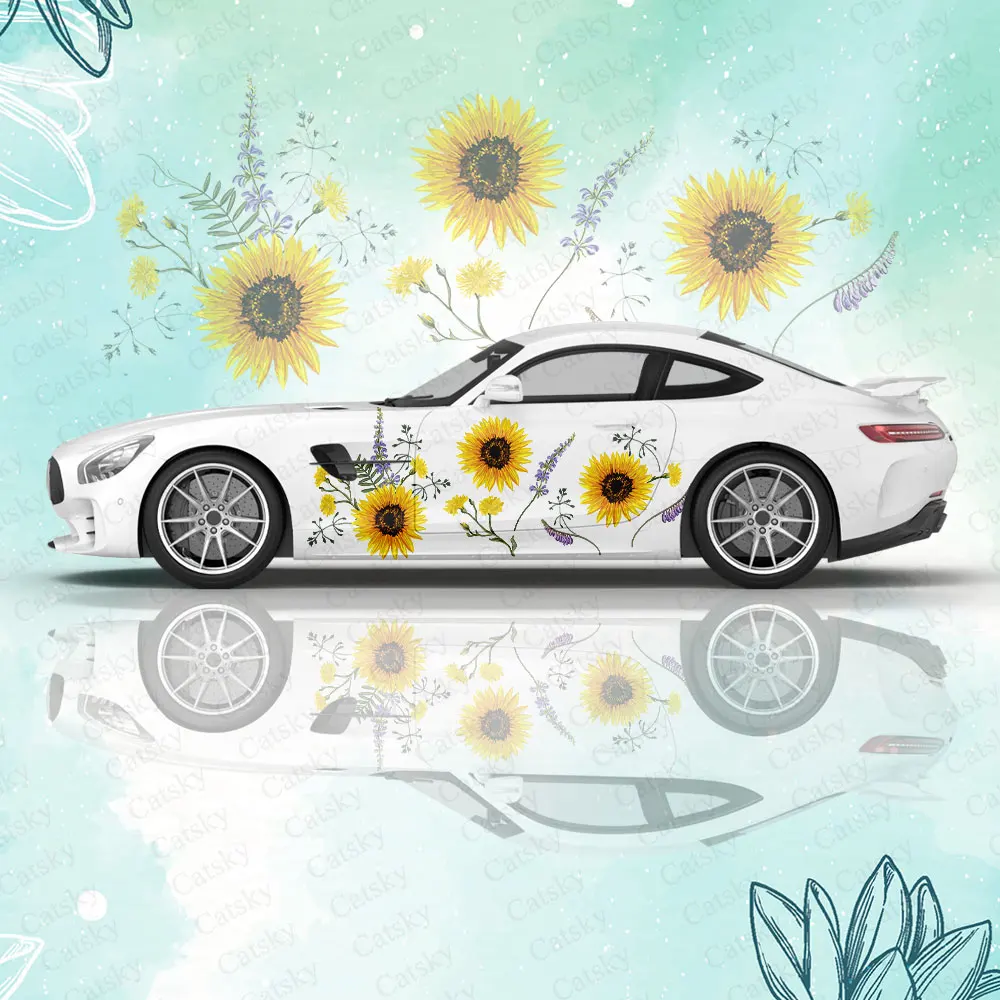 

Custom Sunflower Print Car Sticker Decal Hood Door Body Vinyl Sticker Graphic Wrap New Car Sticker Decoration Accessories Gift