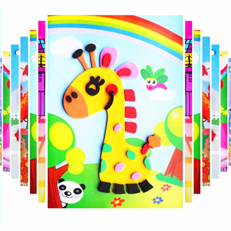 5/10/20Pcs/lot Kids DIY 3D EVA Foam Sticker Cartoon Animal Multi-patterns Styles Puzzles Game Art Craft Early Educational Toys