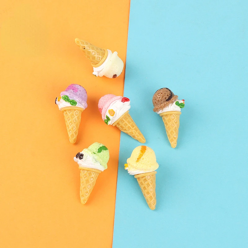5pcs 3D Mini Resin Kawaii Diy Ice Cream Phone Decoration Statue Dollhouse Miniature Items Decorative Sculpture Figurine Things