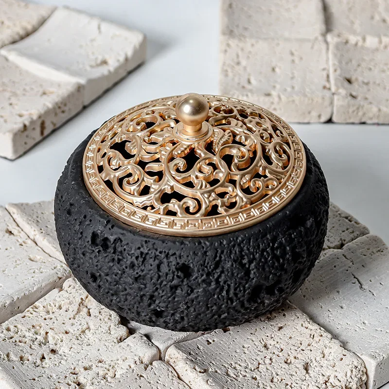 Creative alloy incense burne bottom three-legged incense burner household indoor sandalwood burner antique aromatherapy burner