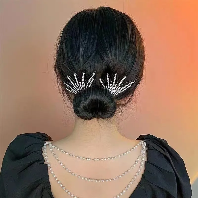 Capelli donna Bun Hair Stick elegante strass tornante Curling Stick strass accessori per capelli moda copricapo fermaglio per capelli