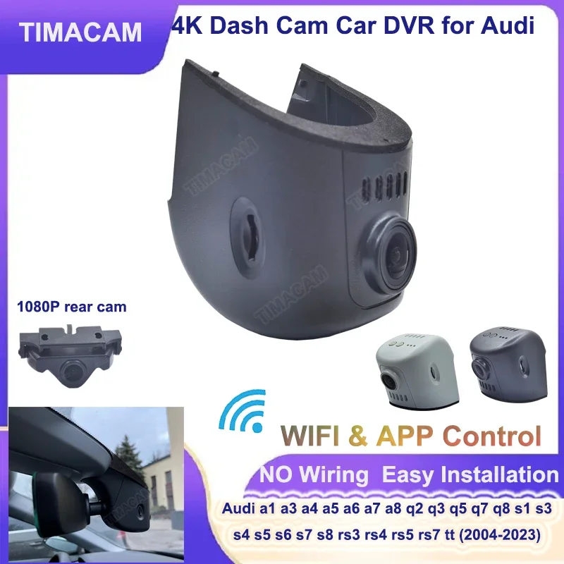 TIMACAM 4K 2160P Wifi Car DVR for Audi q5 q7 q3 q8 q4 s3 8v s5 b9 s4 b8 tt rs a3 8v 8p a4 b8 b9 a5 a6 c7 a7 Dash Cam Rear Camera 