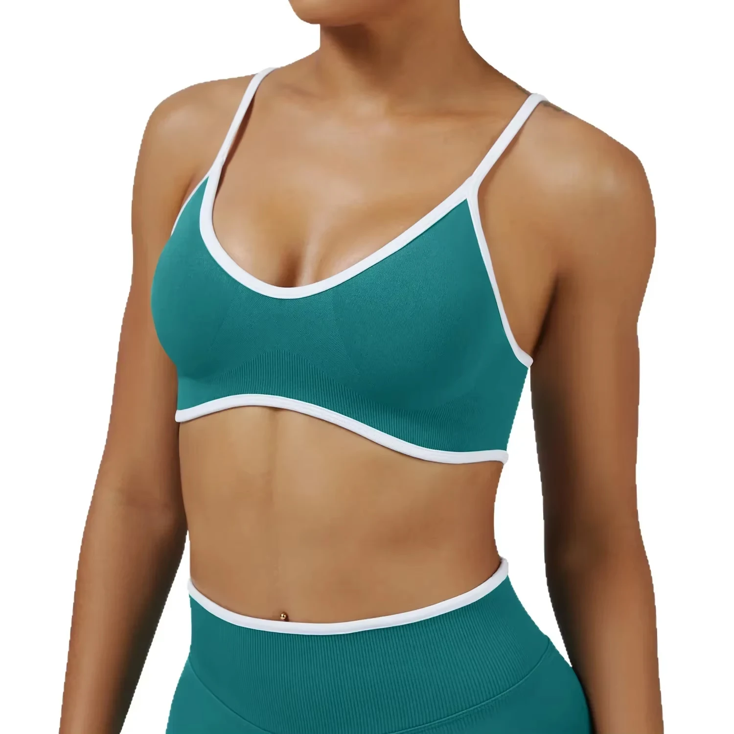 

Mileegirl Seamless Women Yoga Bras Low Neck Ribbed Ignite Sports Crop Tops with Pads Adjustable Strap Gym Fitness Bralette Soft