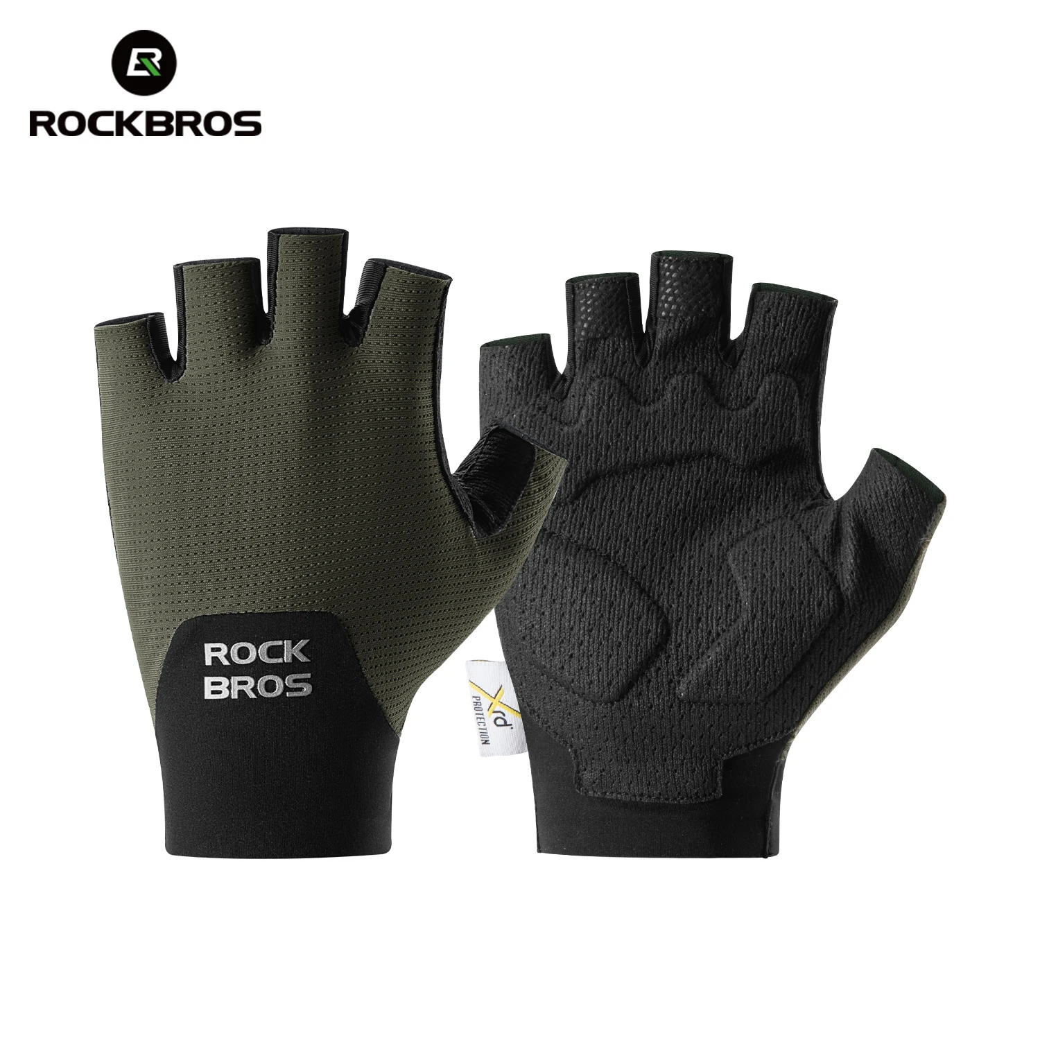 ROCKBROS Fahrradhandschuhe Stoßdämpfende Fahrradhandschuhe Halbfinger Nahtlose Atmungsaktive Fahrradhandschuhe mit XRD-Handflächenpolster