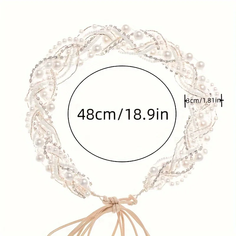 Tiara Ikat Kepala Mutiara Warna Perak untuk Wanita Hadiah Ikat Kepala Perhiasan Aksesori Rambut Pernikahan Pengantin Kristal Berlian Imitasi Pengantin Wanita