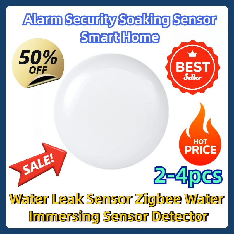 2-4pcs Alarm Security Soaking Sensor Smart Home Work with Mi Home APP Water Leak Sensor Zigbee Water Immersing Sensor Detector