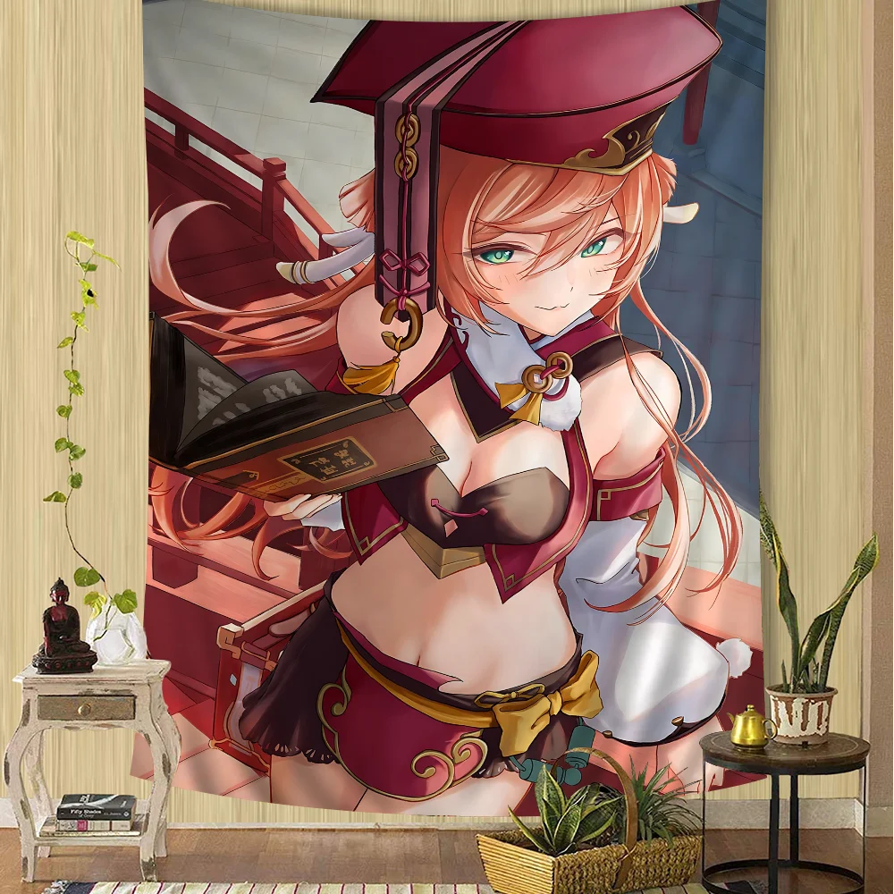 

Popular Game Genshin Lovely Vitality Impact Yanfei Hippie Wall Hanging Tapestries For Living Room Home Dorm Decor Kawaii Room