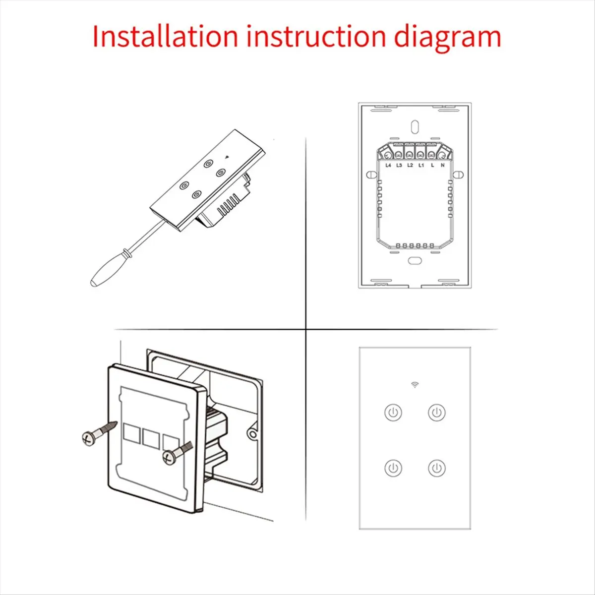HowAA87 Matter WIFI Smart Switch US Touch Switch 4 Gang Smart Home Life Wall Switch Support Alexa Google Voice Smart APP