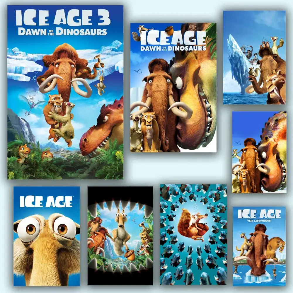 Póster de dibujos animados ICE AGE, arte de pared estético de PVC HD, resistente al agua y al desgaste, para el hogar, hotel, bar