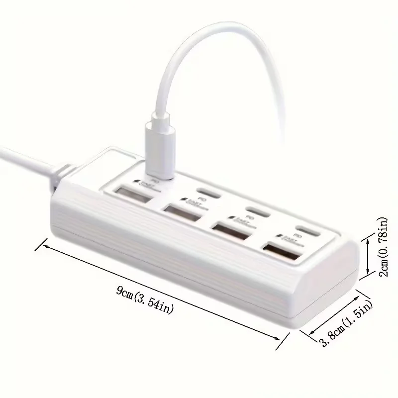 8-in-1 USB Hub Fast Charging Power Strip USB to 4 USB + 4 Type-C 25W Hub, Multi-port Fast Charging view 3