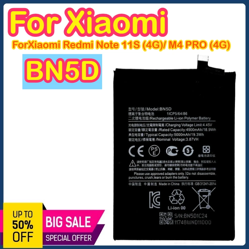 

BN5D 5000 мАч 3,87 В аккумулятор для телефона Xiaomi Redmi Note M4Pro M4 Pro 4G/11S 11 S 4G 5000 мАч аккумулятор Bateria батареи BN5D