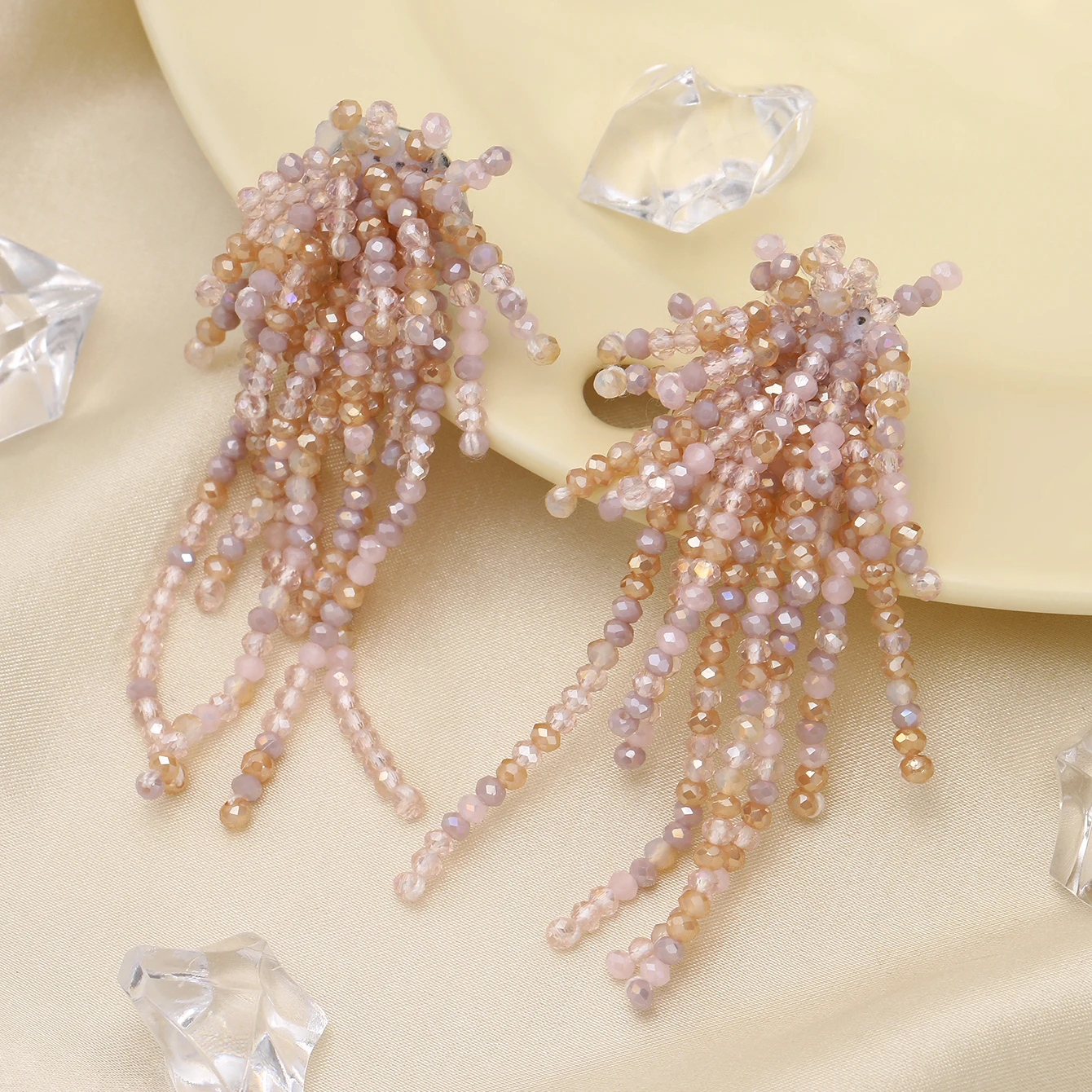 INKDEW Tassel Mixed Color Long Drop Earrings Colorful Bead Handmade Threading Crystal Earrings for Women Gift Big Jewelry EA062