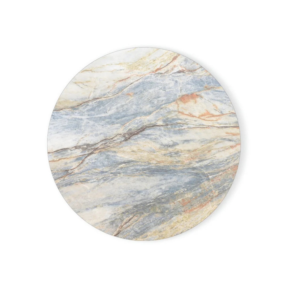 Enamel Coasters for Drinks Tabletop Protection Teal Marble Pattern Round Absorbent Enamel Stone Coasters Set with Cork Base