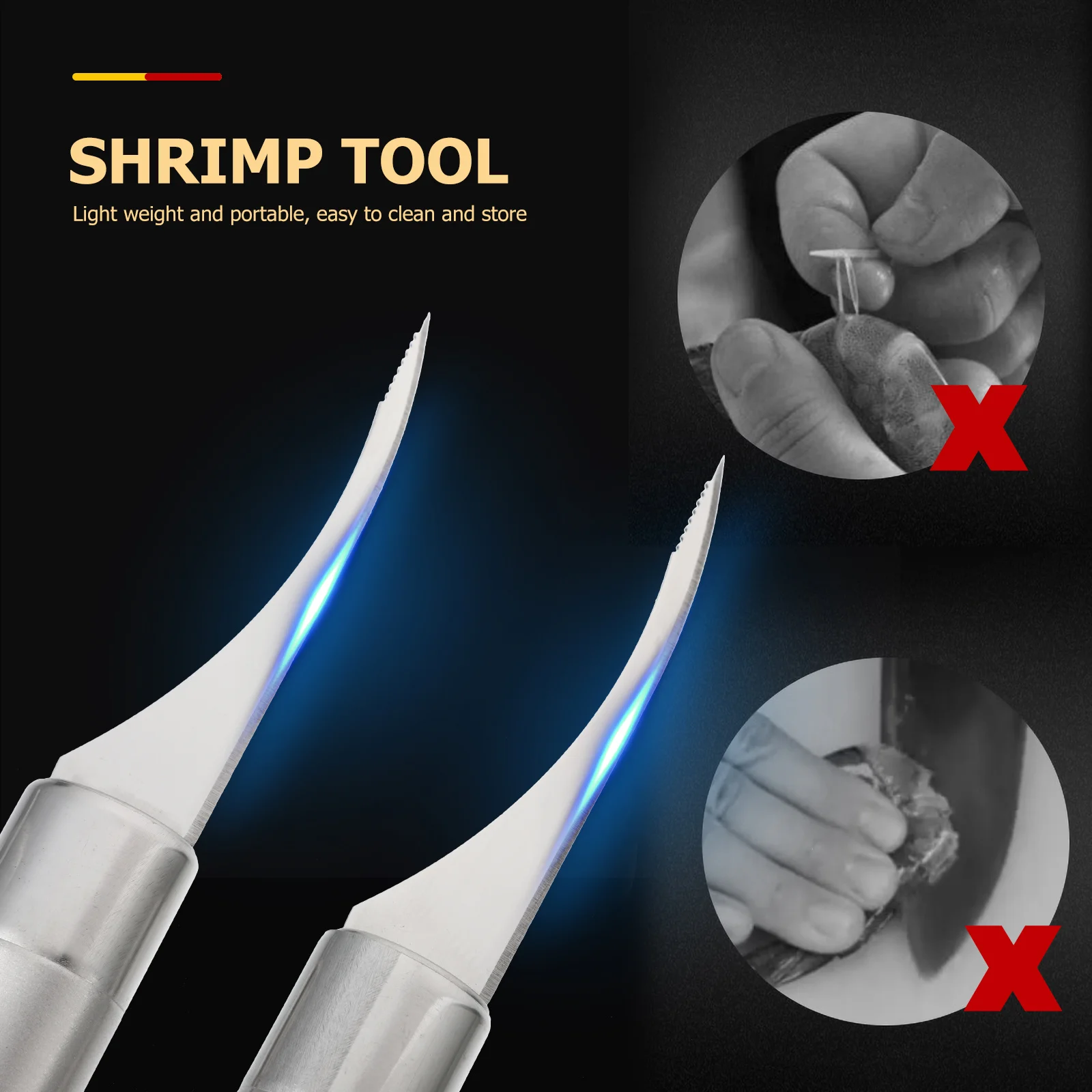 

2Pcs Shrimp Shell Peeler Stainless Steel Shrimp Cleaner Tool Ergonomic Handle Kitchen Gadget Crab Lobster Easy Use Portable